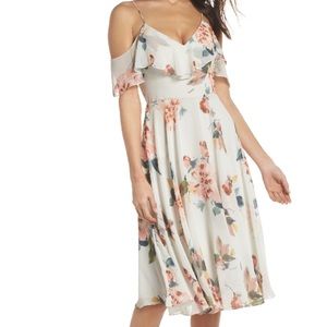 Jenny Yoo Kelli Ohana Print Chiffon Cold Shoulder Dress